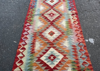 Afghan Kilim Rug – 209 x 73cm (6’10” x 2’5″ )